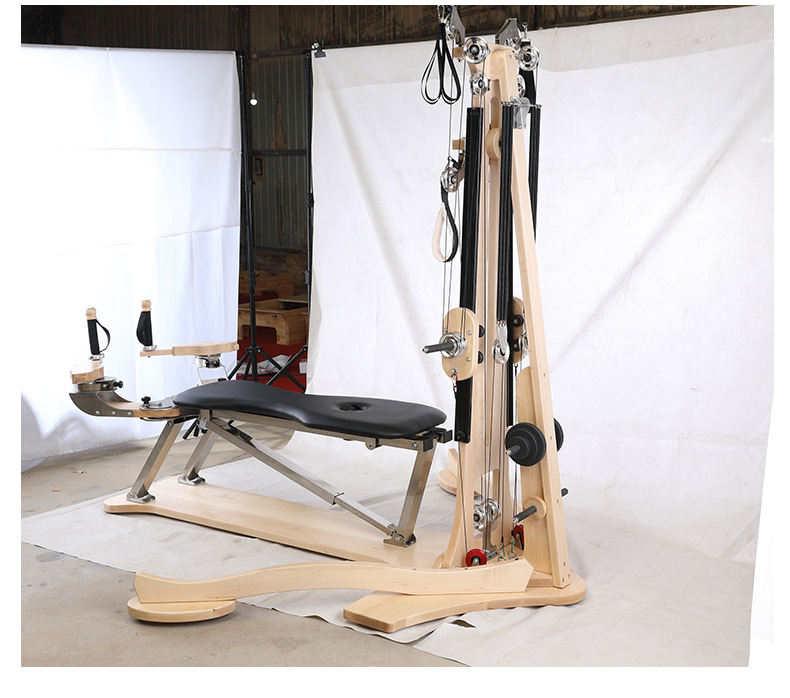 普拉提器械禅柔器械回旋仪回旋脊柱螺旋半高架橡胶木滑轮塔回旋仪