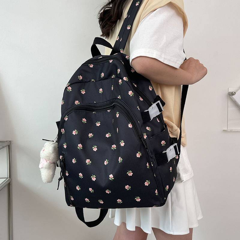2022 New Fresh Floral School Bag Middle School Student Backpack Mori Style Junior High School Girls Schoolbag Backpack