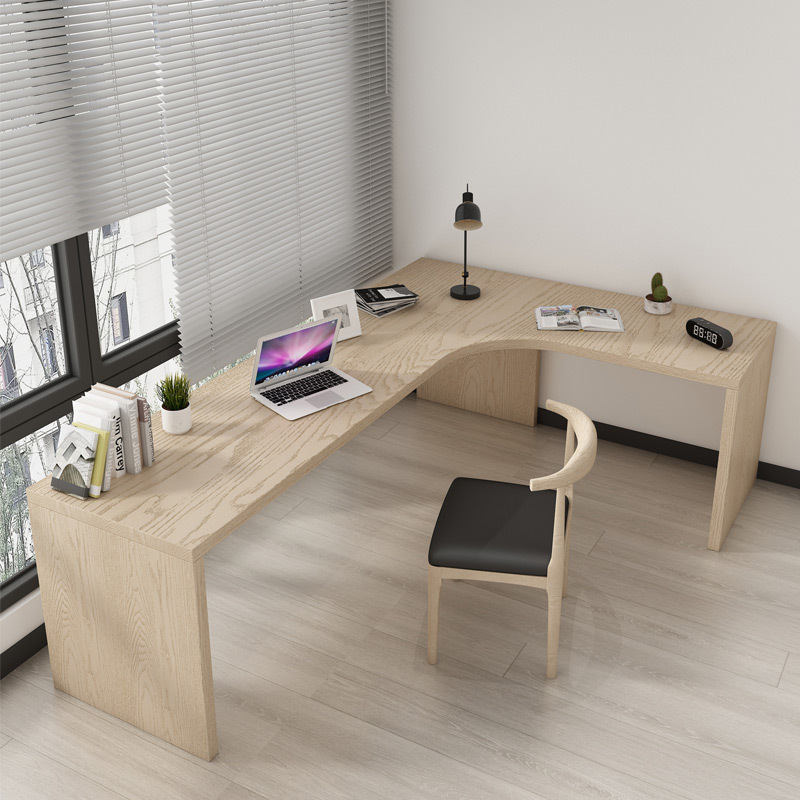 现代简约实木书桌靠墙全实木拐角电脑办公桌墙角转角写字桌椅组合