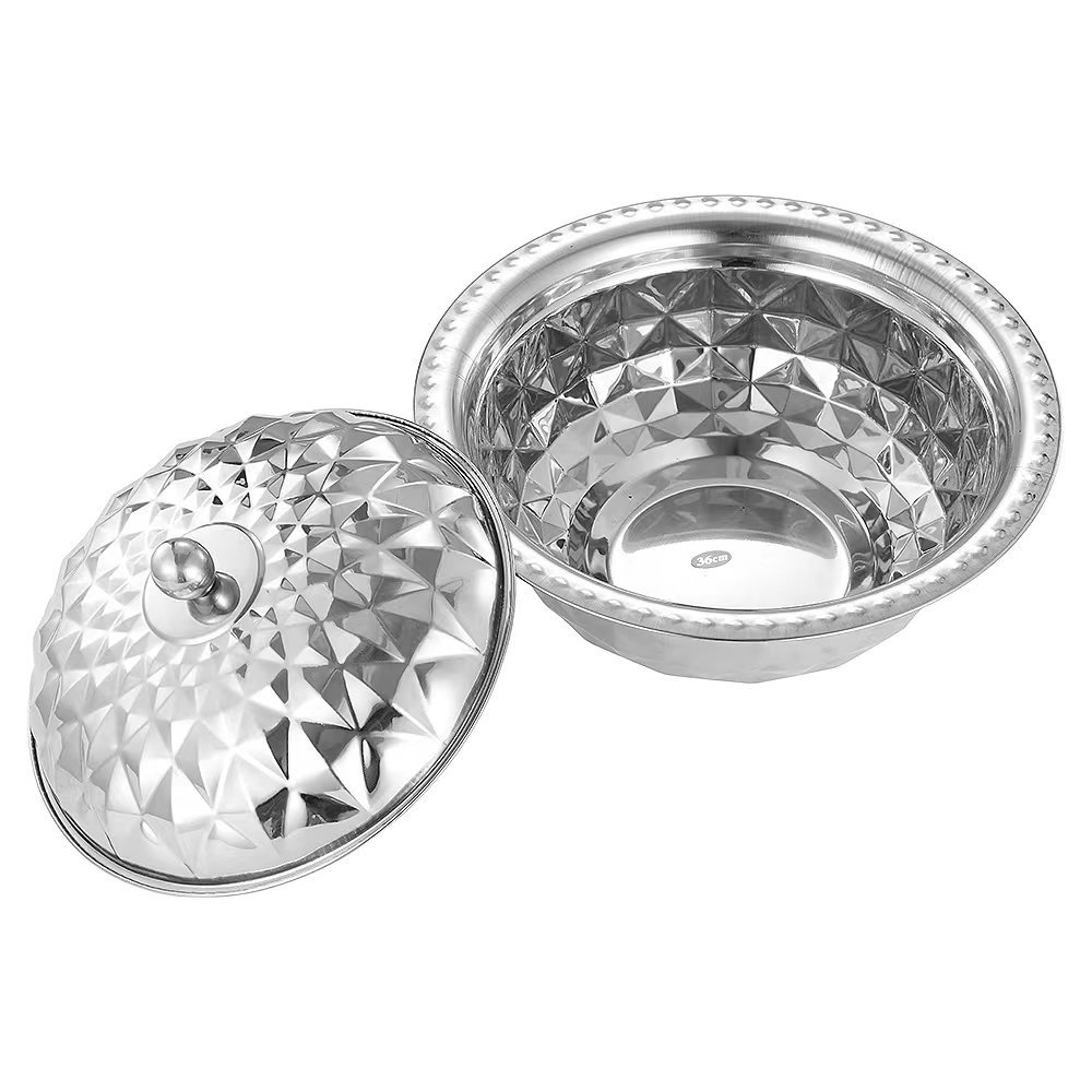 Stainless Steel Bowl for Hand-Washing Pressure Flowerpot Wash Basin Tata Pattern High Cover Foreign Trade Stainless Steel Basin Soup Plate