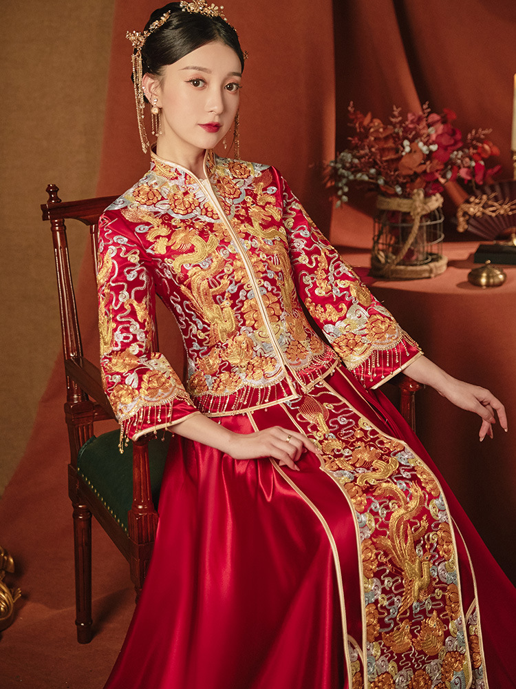 秀禾服新娘2021年新款结婚婚纱礼服女重工奢华龙凤褂褂皇中式嫁衣