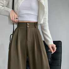白色西裤女裤子春夏季2024新款雪尼尔直筒休闲高腰雪纺西装裤