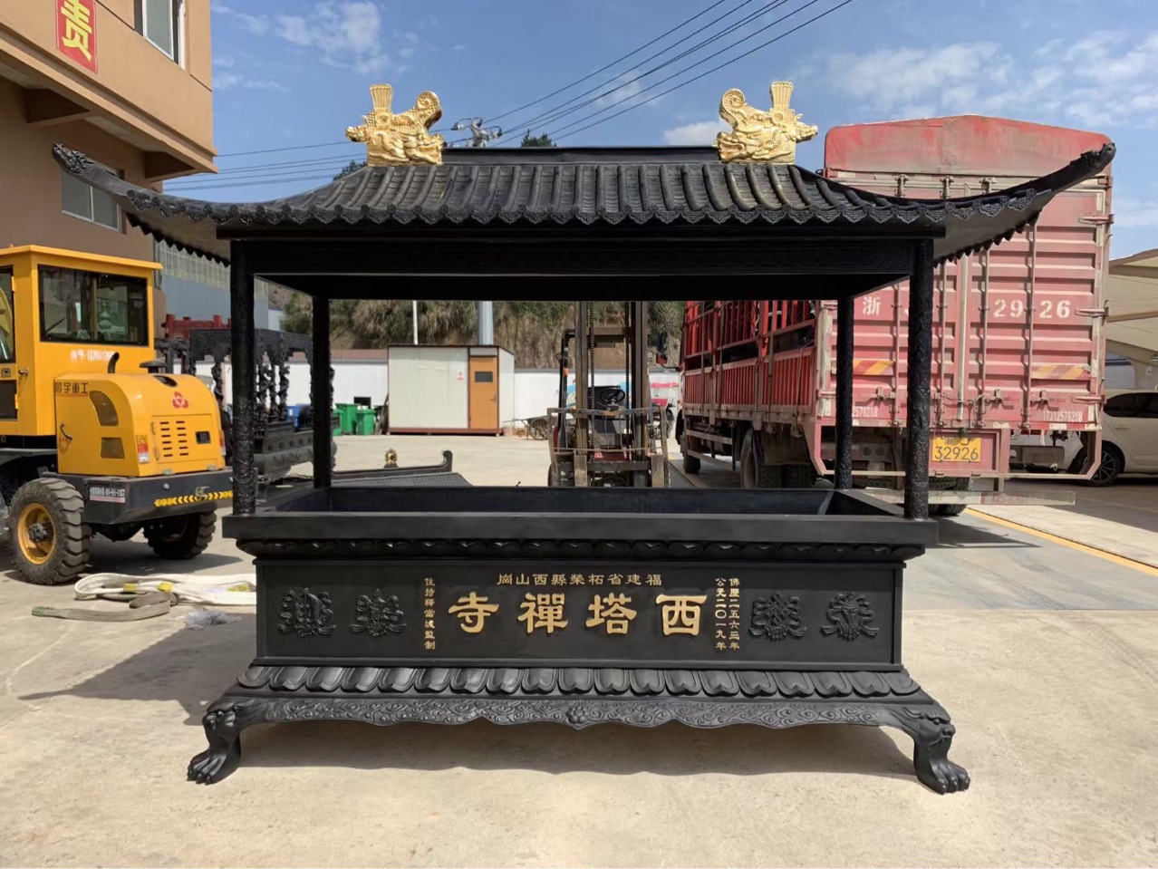 大型寺庙香炉 宗祠寺院道观长方八龙柱室外香炉 佛堂户外铸铁香炉