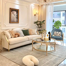 9W美式轻奢沙发组合现代简约实木花瓣沙发大小户型别墅客厅榉木沙