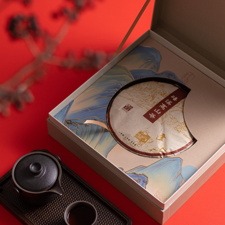 千里江山普洱茶福鼎白茶饼包装盒空礼盒357g克山水茶叶包装盒空盒