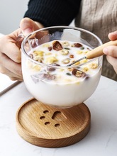 耐热玻璃麦片早餐杯可微波大容量马克杯燕麦碗带盖勺酸奶牛奶杯子