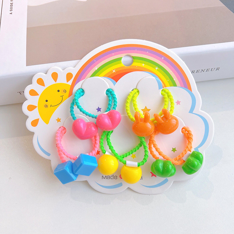 10 Pack ~ Acrylic Cartoon Children's Hair Band Does Not Hurt Hair Rubber Bands Cute Baby Hair Rope Girl's Headband