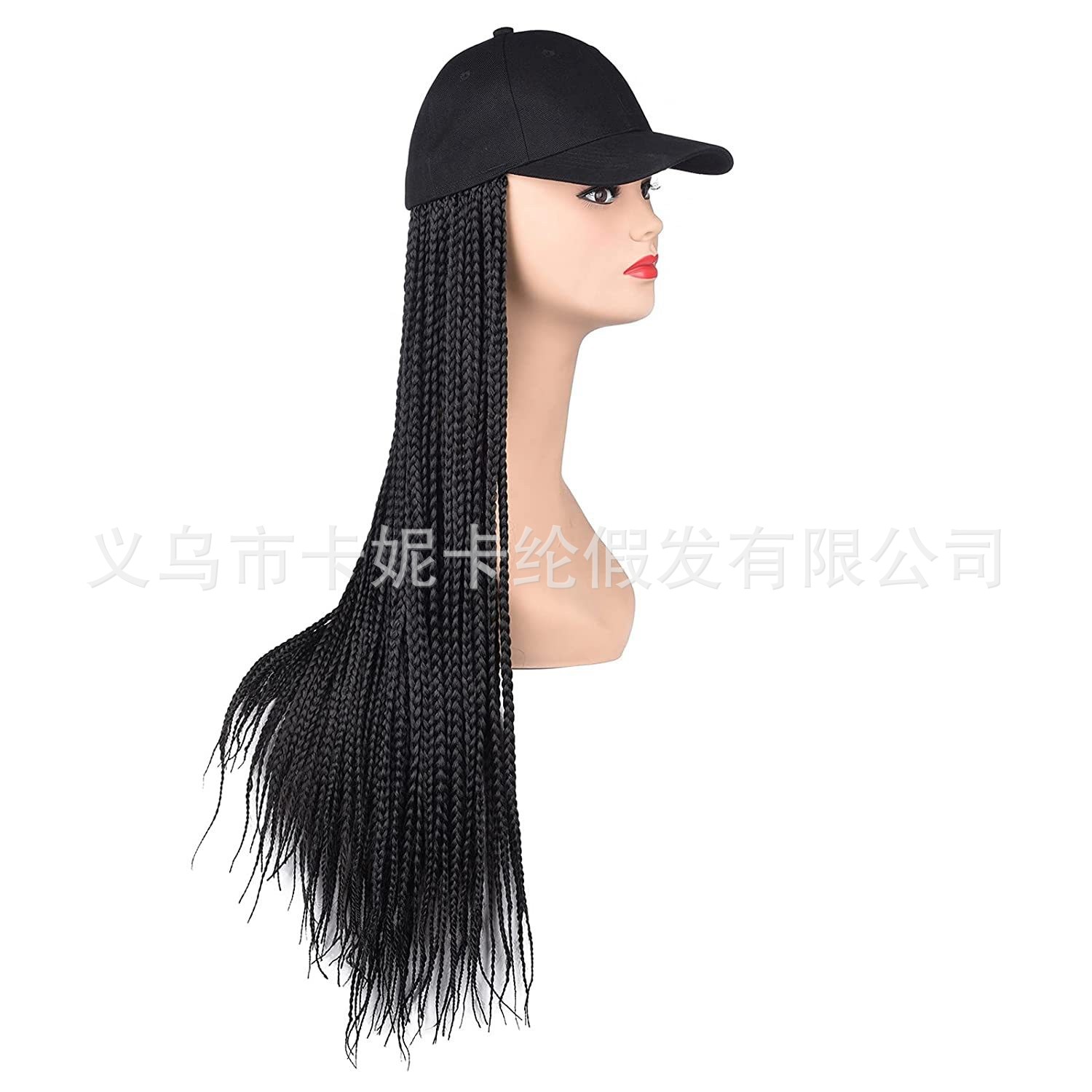 European and American Style Wig Chemical Fiber Long Straight Hair Integrated Hat Wig African Hand-Knitted Three-Strand Braid Dreadlocks Manufacturer Batch