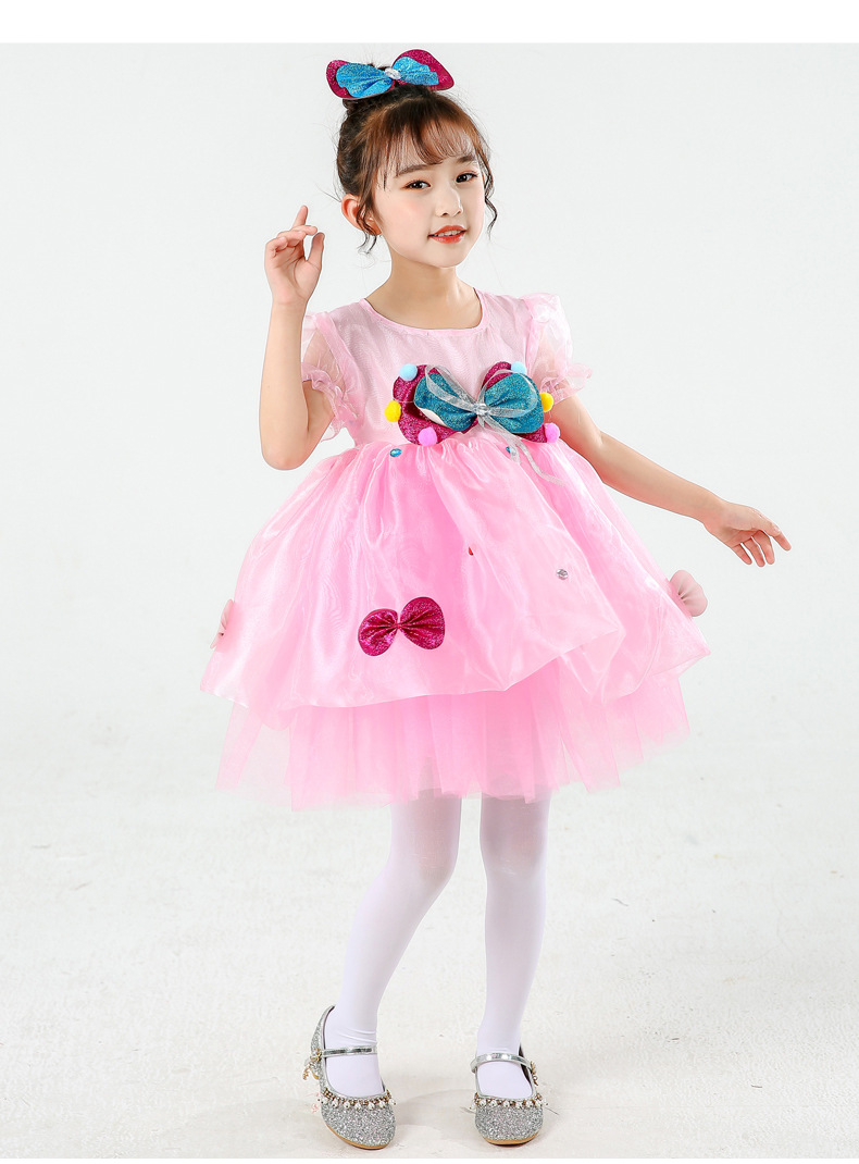 六一儿童演出服无敌小可爱蓬蓬纱裙粉红色蝴蝶公主裙幼儿园舞蹈服