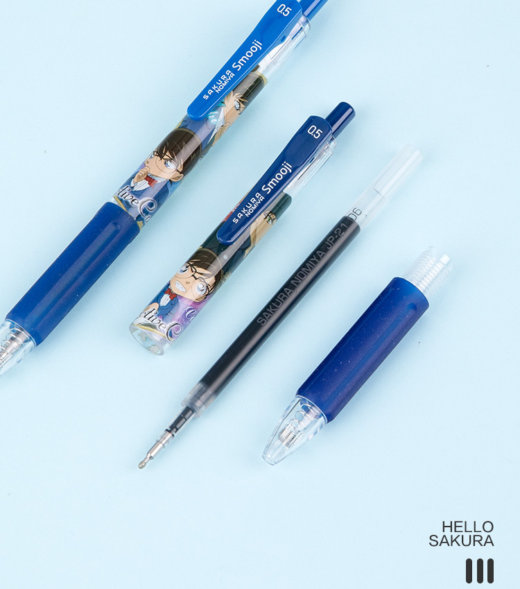 日本限定sakura樱宫名侦探柯南系列按动黑色中性笔学生用smooji
