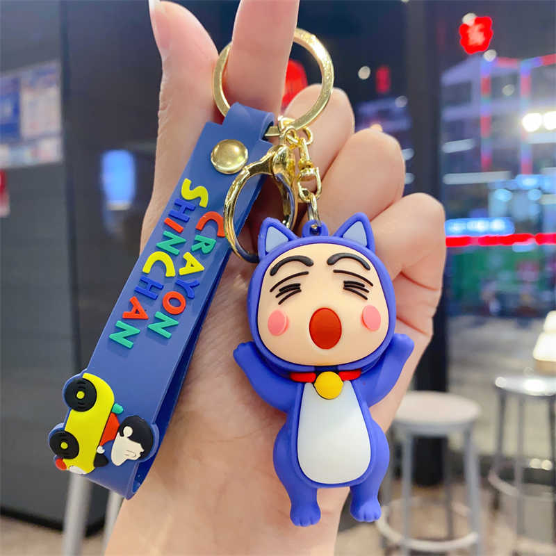 Funny Cross-Dressing Crayon Xiaoxin Lovely Key Buckle Couple Car Personality Key Chain Creative School Bag Pendant