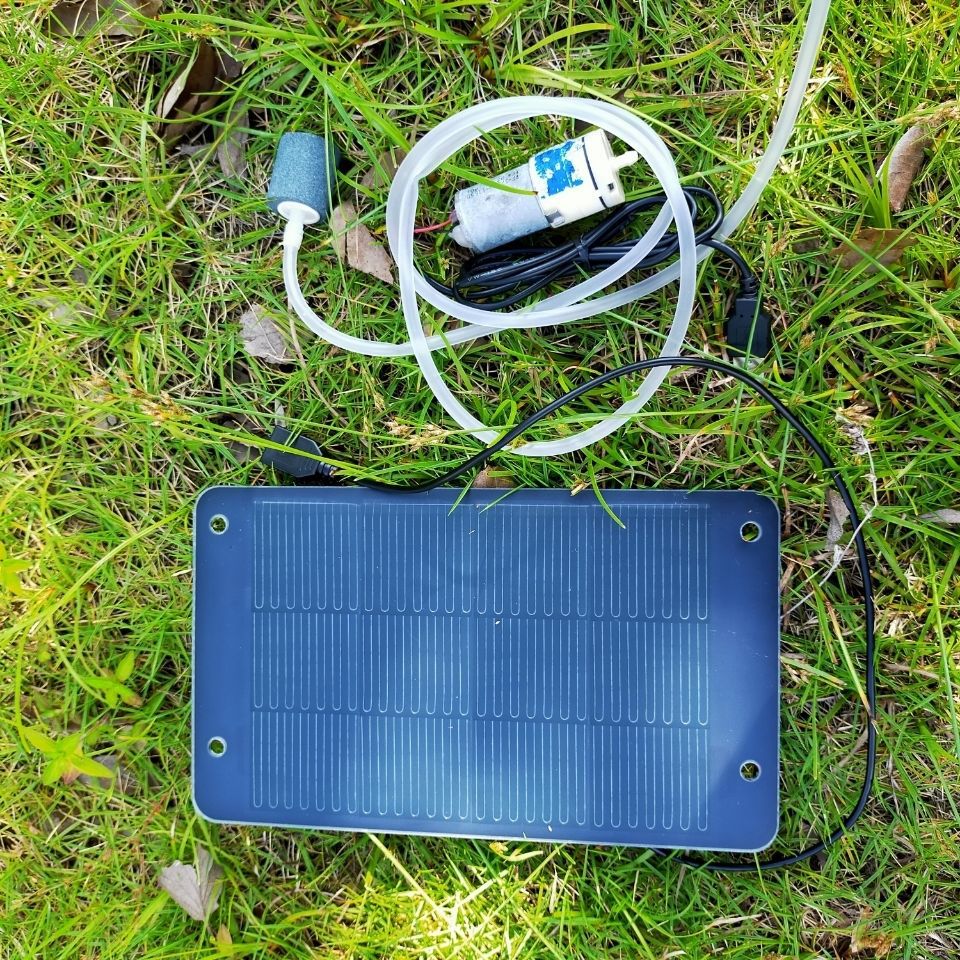 太阳能增氧泵370气泵鱼缸钓鱼户外车载氧气泵