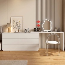 梳妆台斗柜一体家用卧室现代简约小户型可伸缩奶油风化妆桌收纳柜