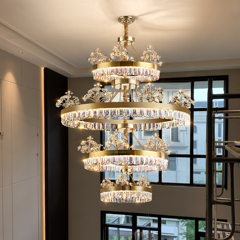 Light Luxury Crystal Chandelier Atmospheric Lamp in the Living Room Post-Modern Villa Simple American Bedroom Light Restaurant Lamps
