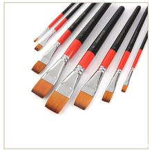 尼龙画笔批发 单支装黑红杆排笔绘画水粉水彩丙烯画笔美术勾线笔