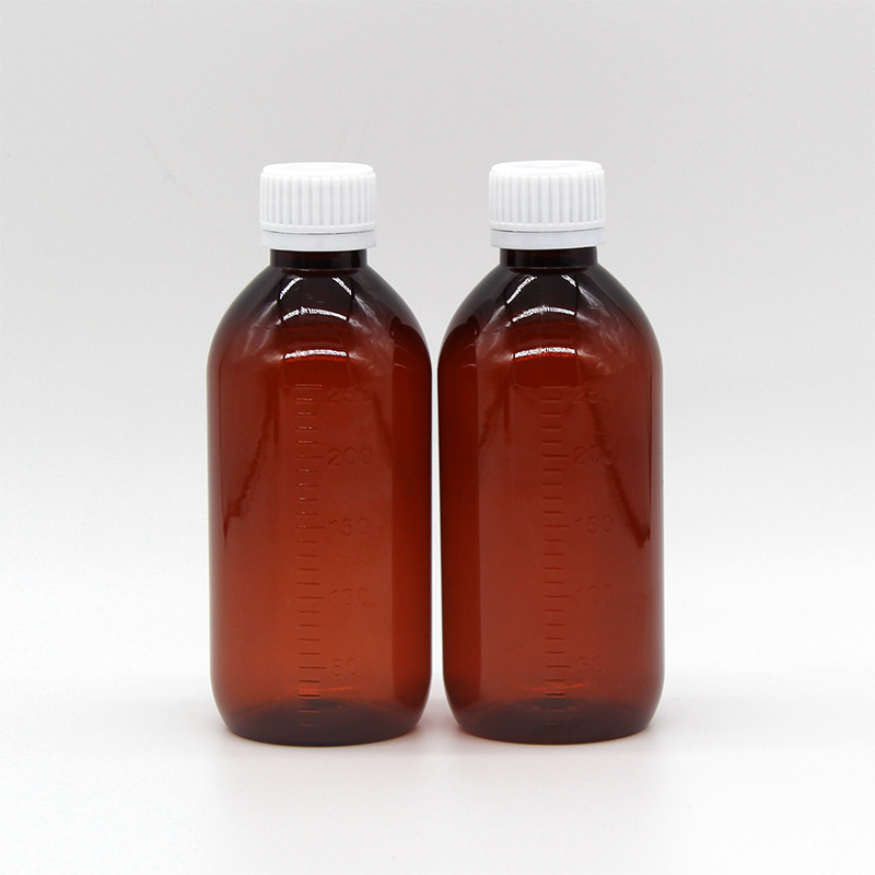厂家批发250mlpet塑料透明糖浆瓶聚酯液药品防盗盖固体糖浆药水瓶