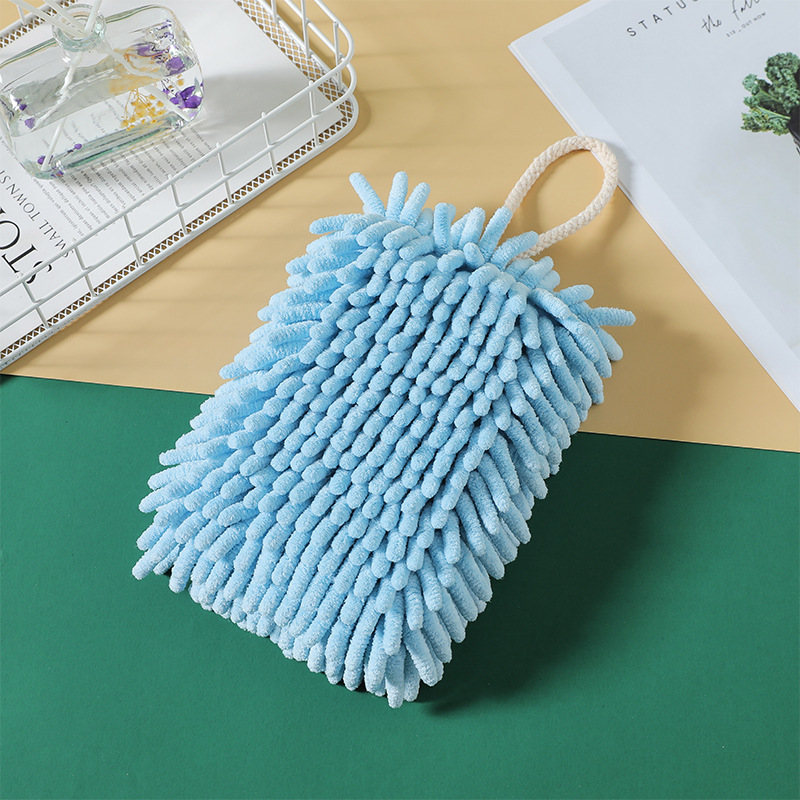 Hanging Hand Towel Water-Absorbing Quick-Drying Cute Kitchen Hand Towel Chenille Hand Towel Thickened Hand Towel