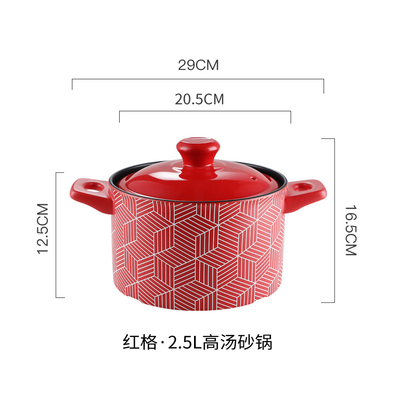 Red Casserole/Stewpot Household Gas Stove Special High Temperature Resistant Ceramic Chinese Casseroles Claypot Rice Soup Dry Stew Pot