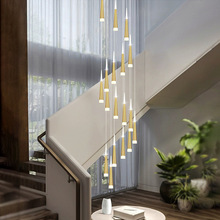 铝材旋转楼梯间长吊灯别墅创意个性公寓水晶灯北欧复式楼吊灯