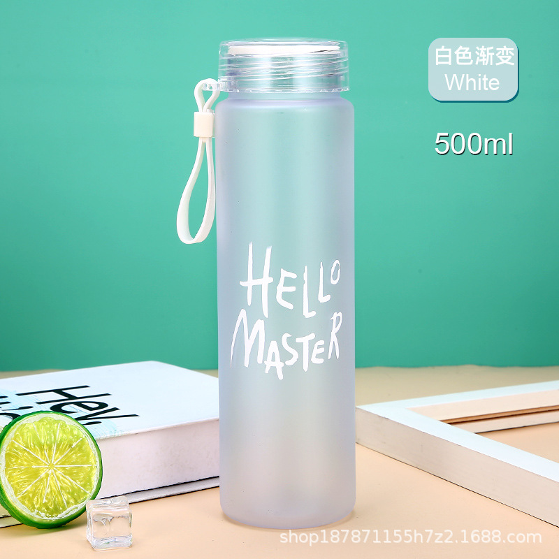 Water House Gradient Colorful Frosted Plastic Water Cup Portable Outdoor Sports Bottle Male and Female Students Online Red Cup