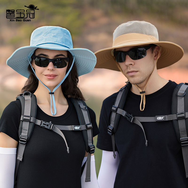 9214 Sun Protection Hat Men's Sunhat Face-Covering Hat Female Big Brim Fisherman Hat Summer Outdoor Double Top Fishing Hat