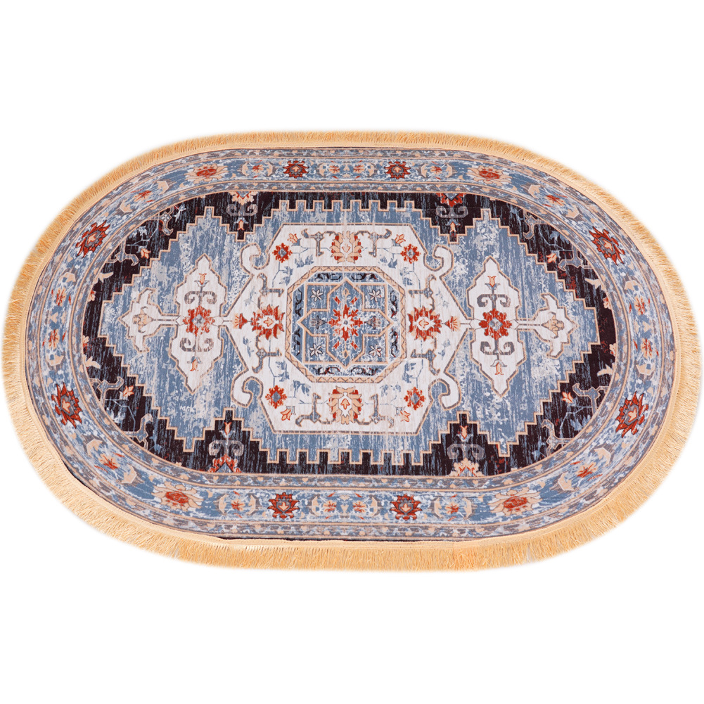 客厅椭圆形地毯地垫法兰绒流苏bedroom carpet加厚柔软欧式地毯