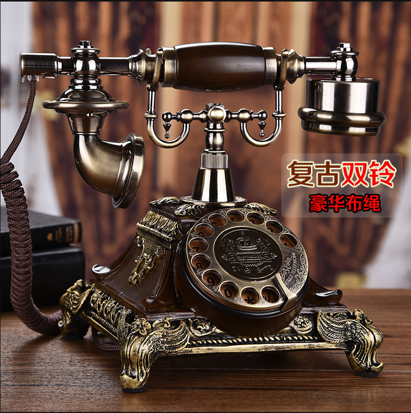 欧式复古电话机座机家用仿古电话机时尚创意旋转电话复古无线电话