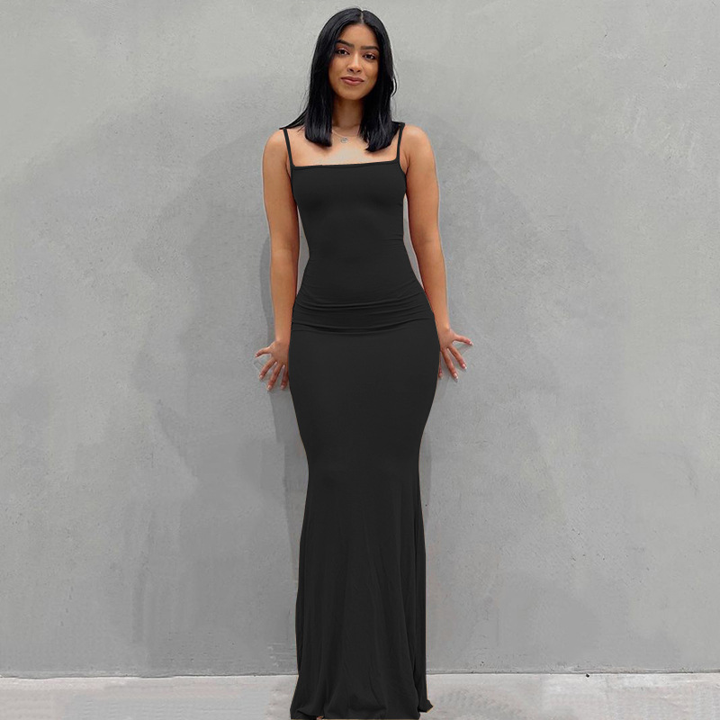 European and American Foreign Trade Women's Clothing 2022 Kardashian Skims Dress Casual Slim Strap Home Long Dress