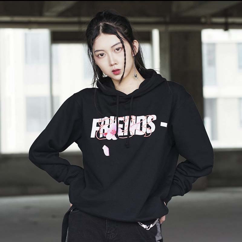 vlone jerry樱花限定大v字母印花高街休闲连帽衫套头卫衣男女秋冬