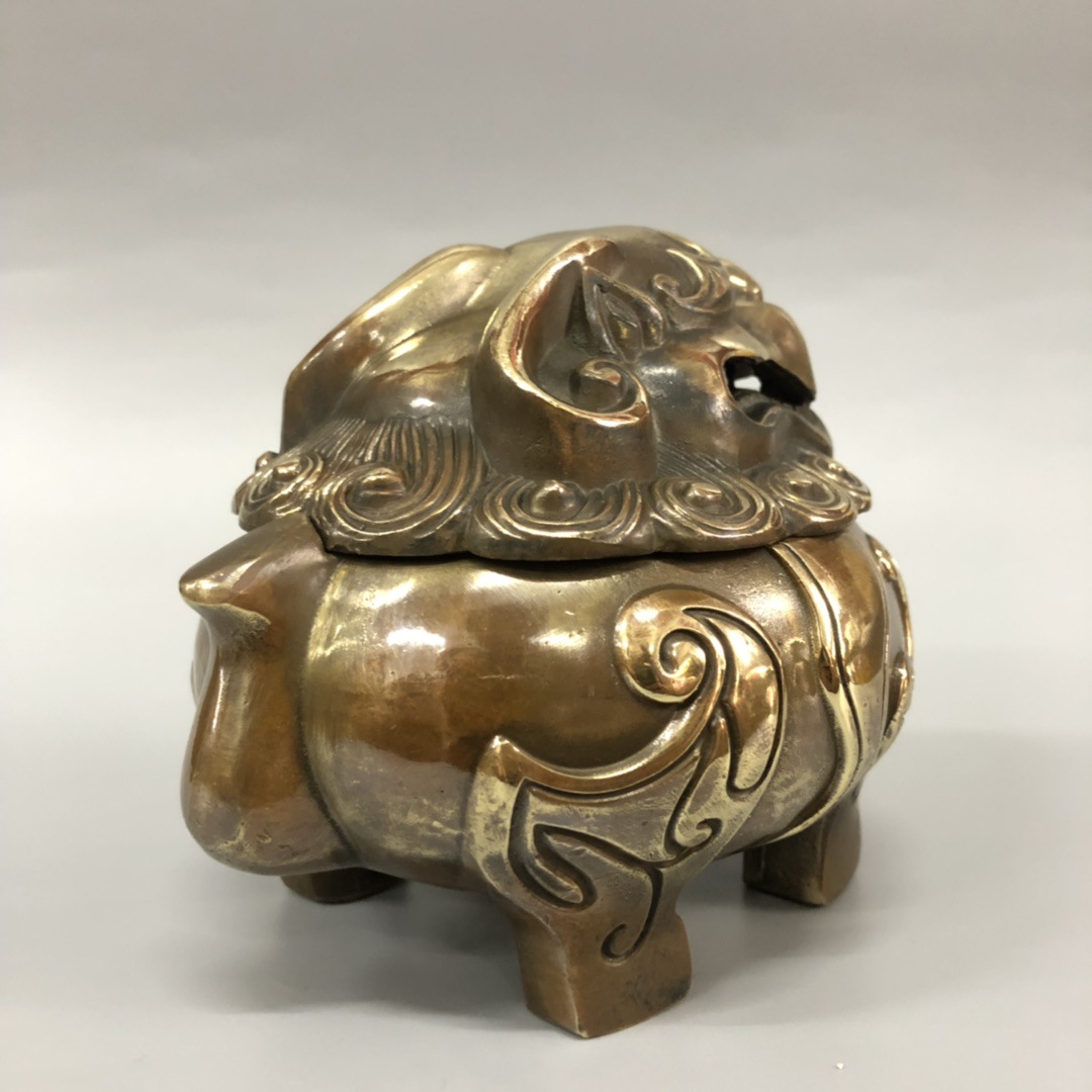 黄铜狻猊香炉铜香熏炉貔貅炉家居佛堂佛具香道用品仿古铜工艺品