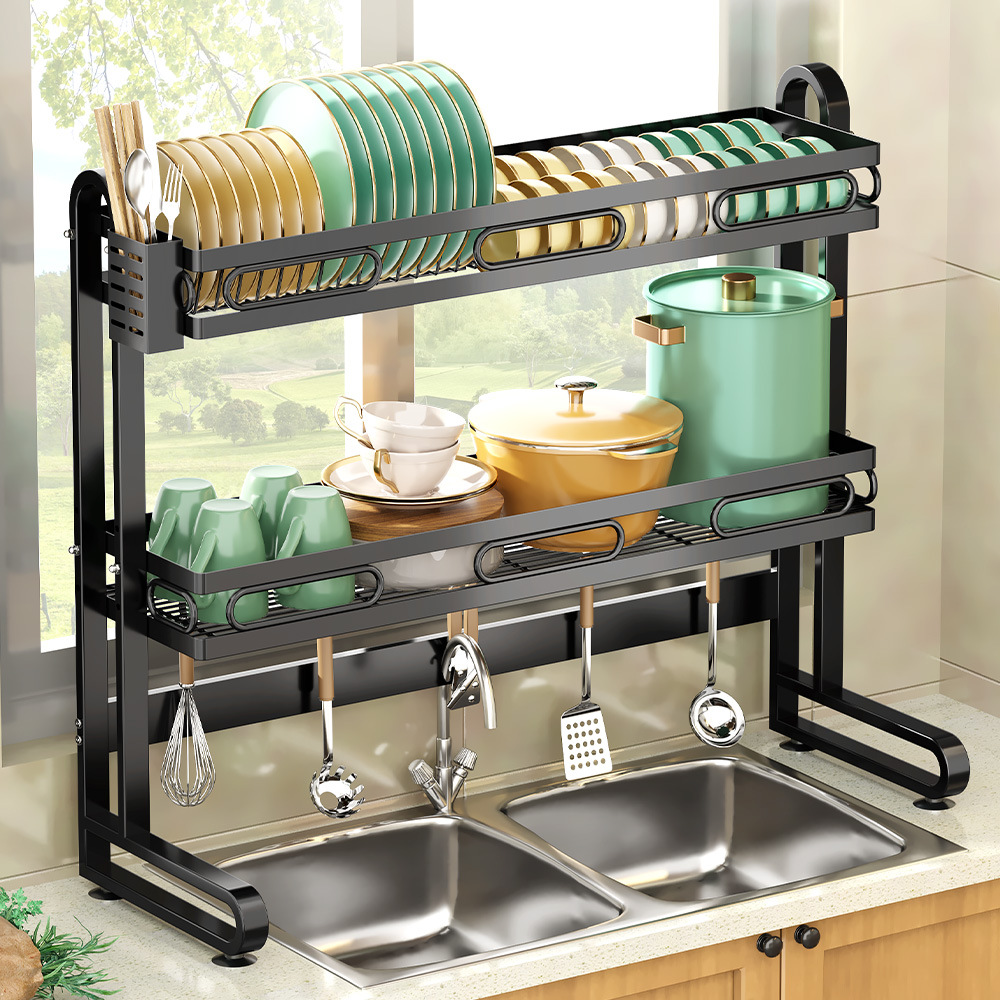 伸缩厨房置物架水槽上方家用沥水碗架不锈钢水池碗碟收纳架滤水架