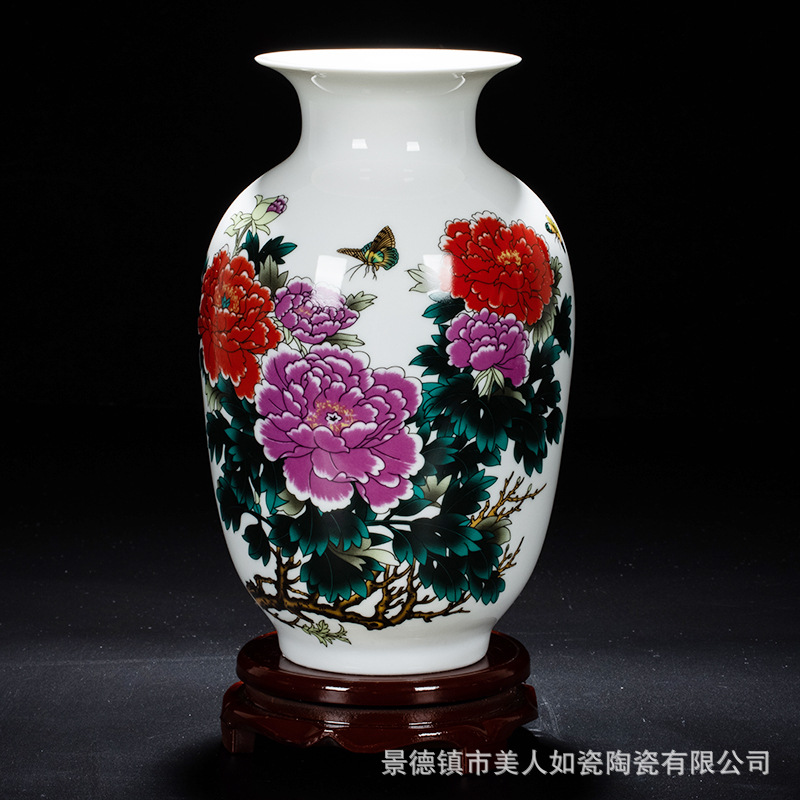 Jingdezhen Ceramic Vase Wholesale Simple Vintage Crafts Decoration Home New Chinese Style Flower Arrangement Decoration Furnishings