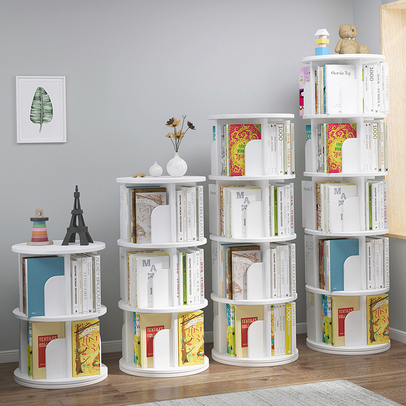 Simple Rotating Bookshelf Children's Home Bookcase Floor Multi-Layer Book Storage Ins Storage Rack 360-Degree Storage Rack