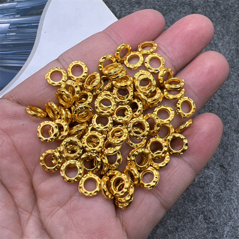 镀古法砂金保色DIY首饰配件散珠隔珠辅料哑光复古diy立纹盘缠隔片