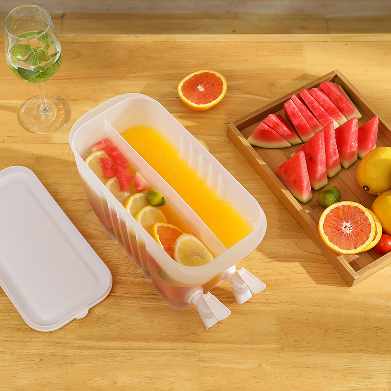 冰箱冷水壶带龙头夏季家用凉水壶大容量塑料水果凉茶壶双龙头冰壶