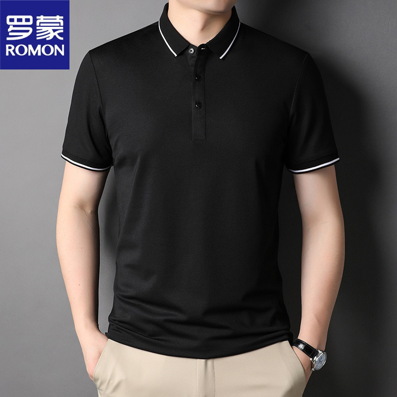 罗蒙夏季男式短袖polo衫纯色薄款汗衫打底衫男t恤衫透气上衣服