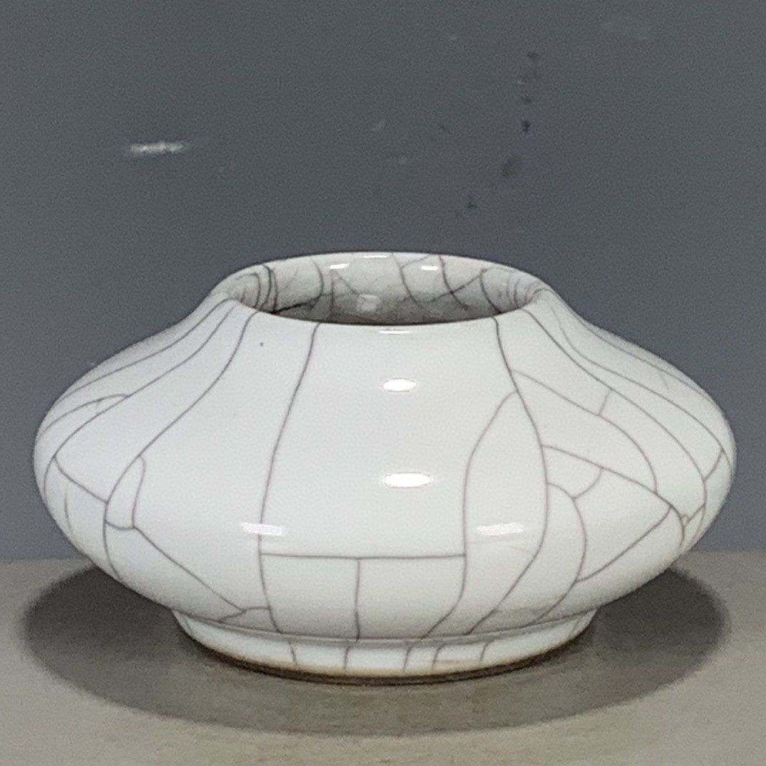 古玩杂项古董旧货瓷器大清乾隆年制哥窑水盂文房器收藏品老物件