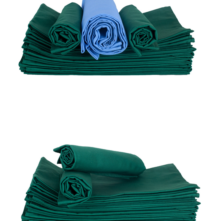 医院白色棉布包布双层洞巾垫单铺巾墨绿色单双层手术器械消毒孔巾