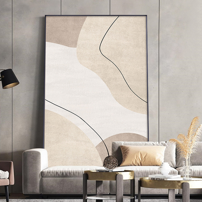 现代轻奢客厅玄关装饰画奶油风抽象简约背景墙壁走廊尽头竖版挂画