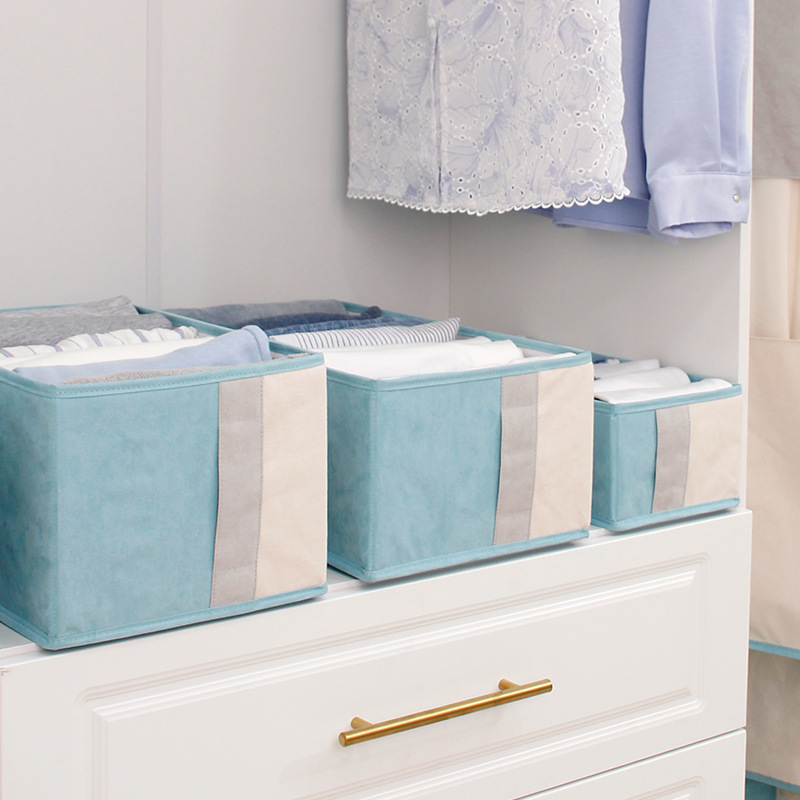 麂皮绒衣服收纳盒 居家衣物裤子整理盒 内衣牛仔裤分格收纳储物盒