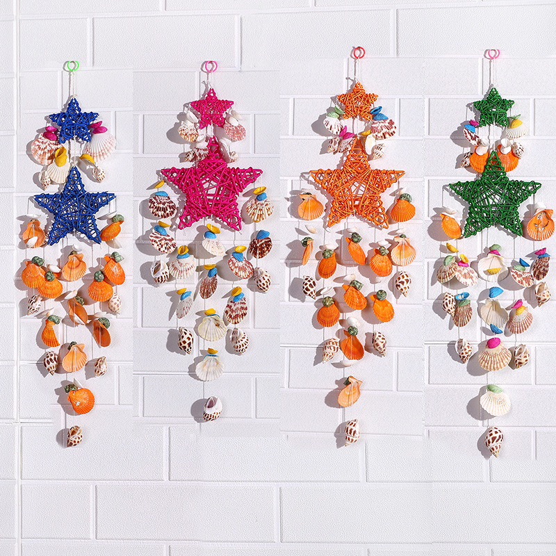 Factory Direct Sales Crafts Natural Marine Shell Starfish Wind Chimes Birthday Gift Balcony Room Hanging Door Decoration