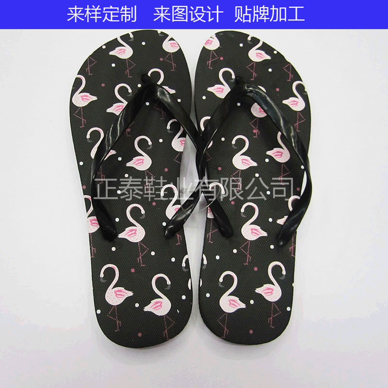 flip flops women‘s outer beach flip-flops flamingo seaside non-slip flip flops can be changed to printed logo pattern