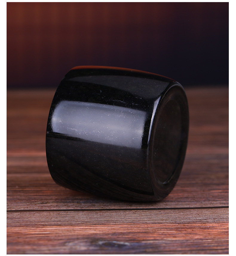 药王石墨玉黑绿玉茶杯带盖贵蛇纹石玉茶杯大水杯会议杯办公杯定制