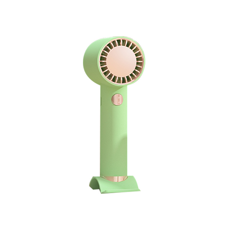 Light Luxury Turbine Handheld Rechargeable Small Fan with Light Three-Gear Wind with Base Desktop Girl Portable Fan