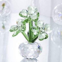 水晶玻璃花梦四叶三叶草雕像收藏水晶装饰品