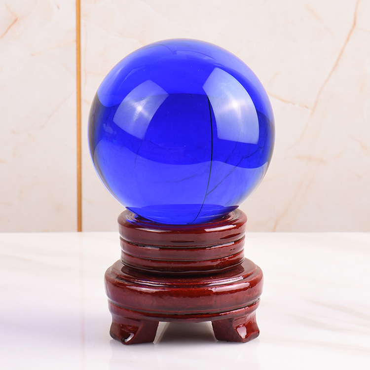 精品蓝色水晶风水球客厅玄关卧室书桌升学送礼家居装饰小礼品摆件