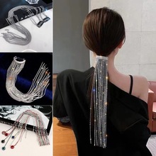 CN 2022 Bling Rhinestones Long Chain Hairclip Delicate Party