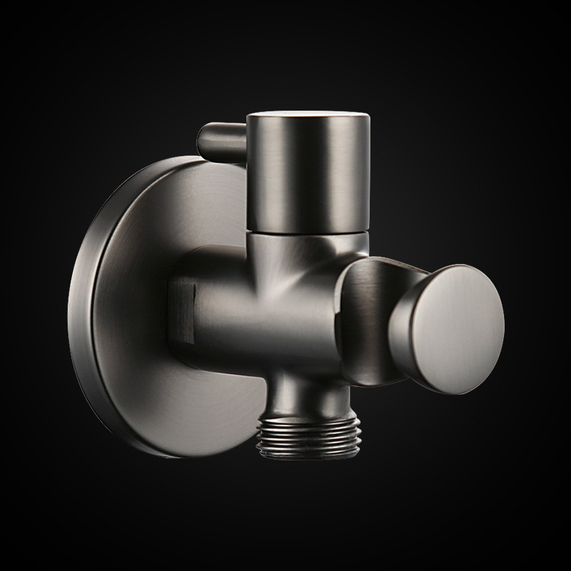 枪灰色铜角阀 加厚大流量冷热水开关阀 喷枪阀门含插架 防爆阀门