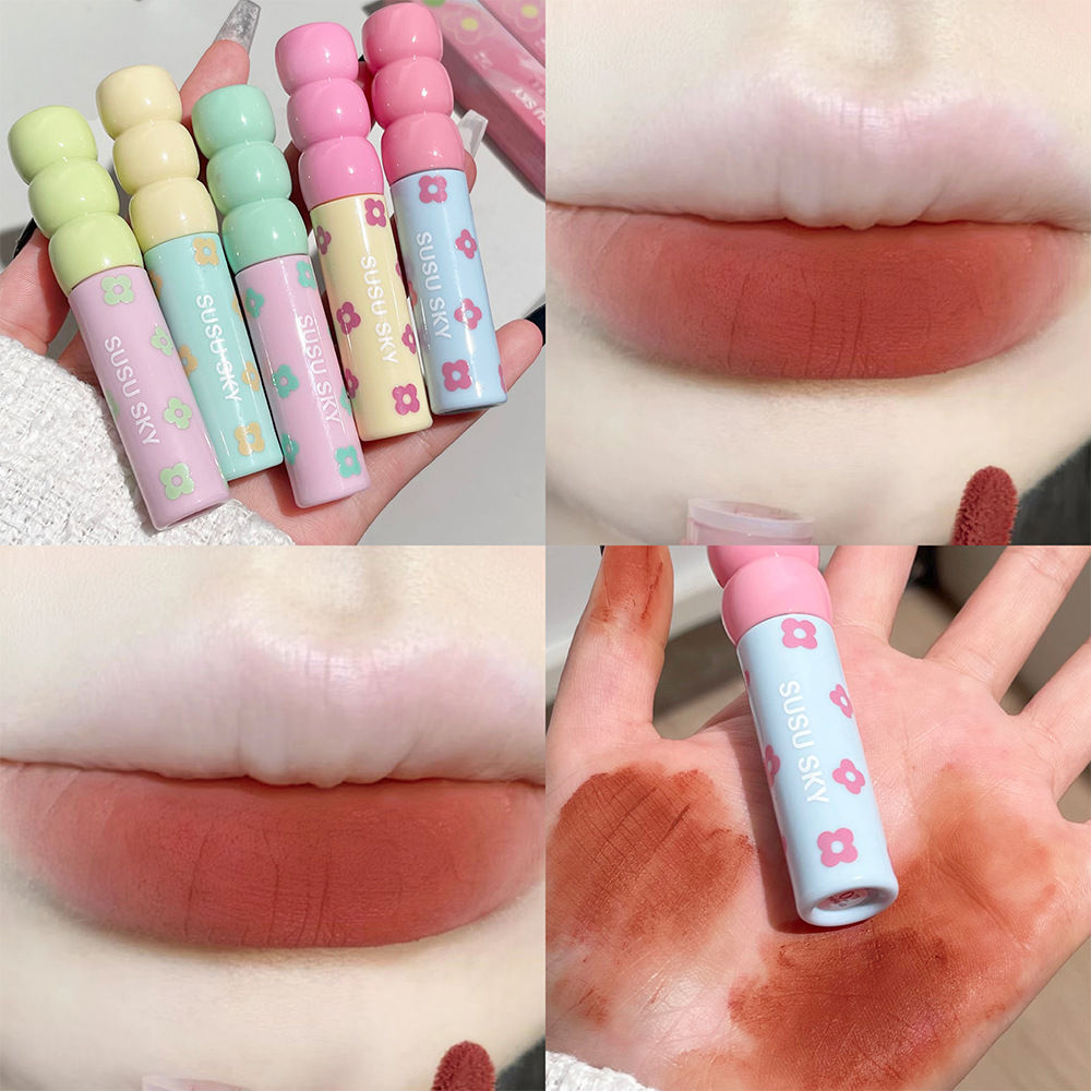 Cute Hold ~ Sugar Gourd Matte Velvet Matte Lip Mud White and Does Not Fade No Stain on Cup Student Party Fake Plain Face
