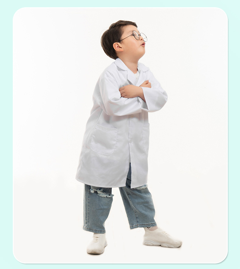 白大褂儿童医生服小孩科学实验服涤棉幼儿园小学生工作角色扮演服